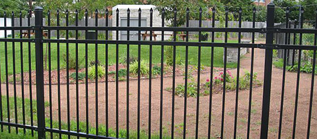 steel picket fence around garden