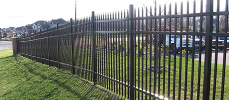 steel picket fence parking lot