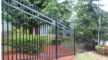 steel picket fence three rails