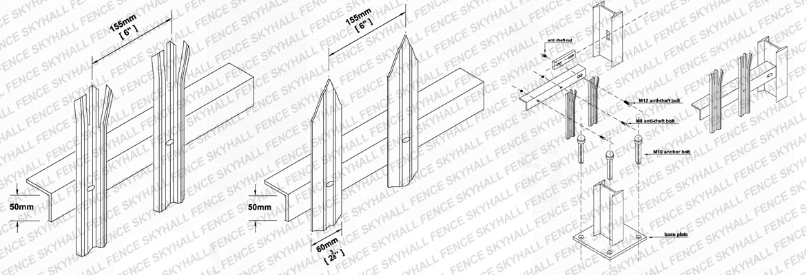 steel palisade fencing cad